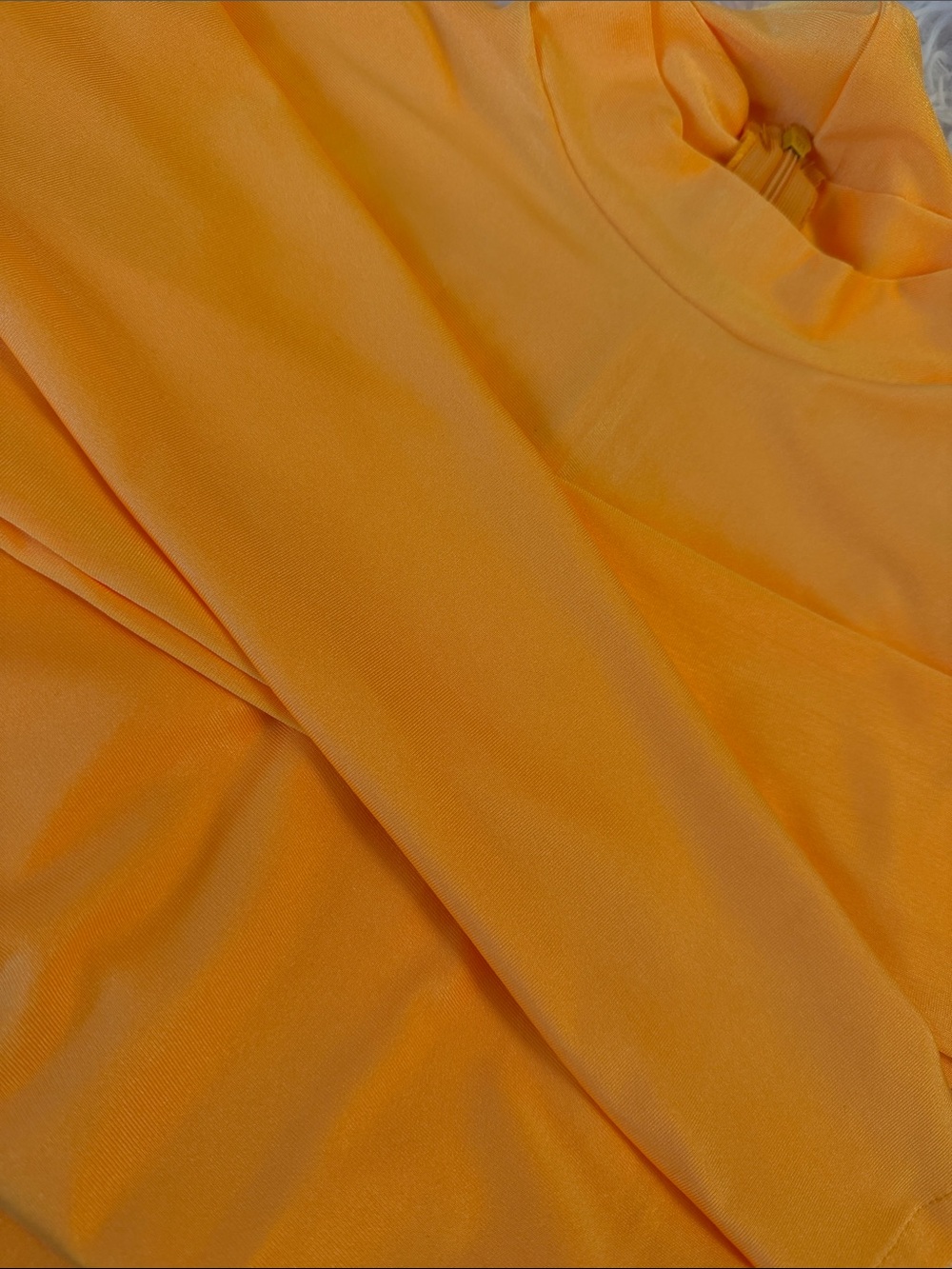 Girls Latin Ballroom Two Piece Tangerine Competition Skirt and Leotard NWOT -12